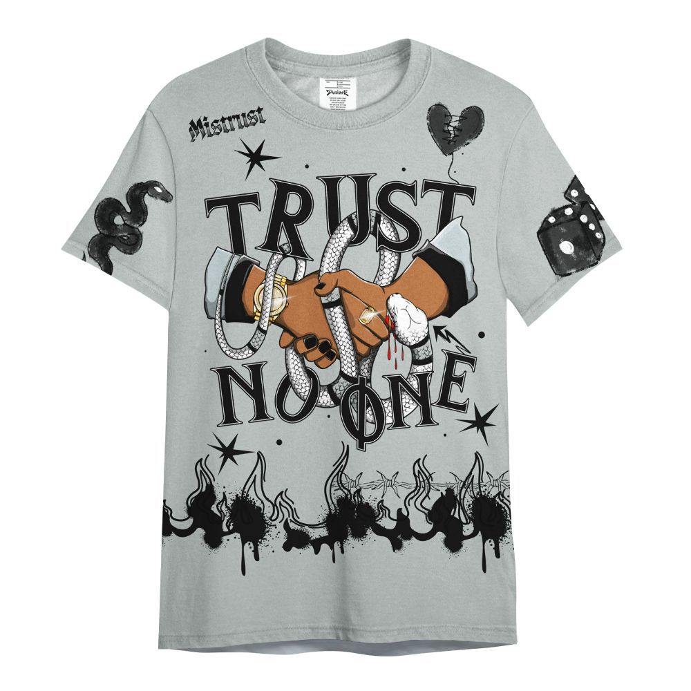 Shirt To Match Black Wolf Grey 12s - Trust No One Snake-Bite Doodle Crayon All Over Print