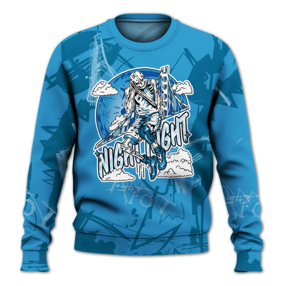 Sweatshirt To Match Powder Blue 9s - Seeya Skeleton Messyz All Over Print
