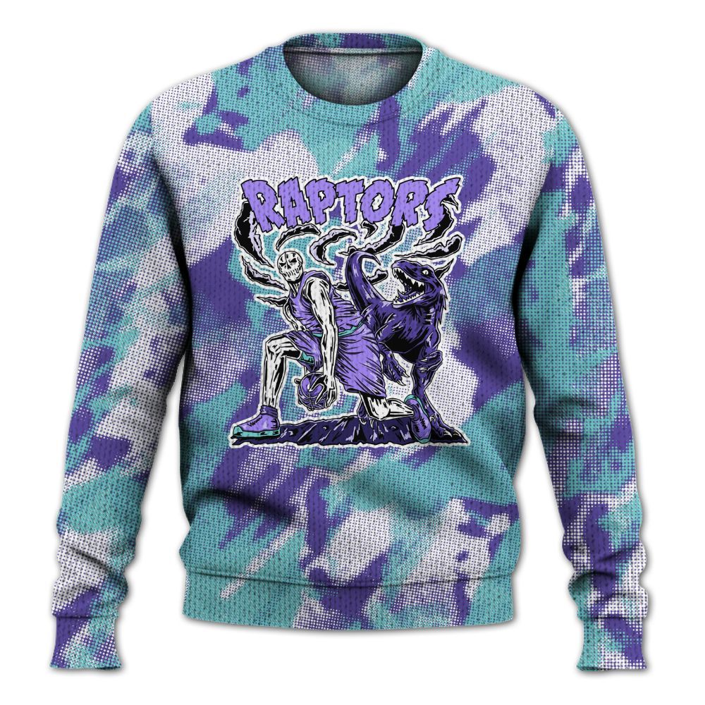 Knitted Sweater To Match Low Hornets 1s - Raptors Skeleton Abstract Halftone