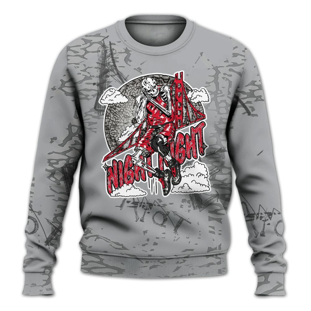 Sweatshirt To Match Black Cement 3s - Seeya Skeleton Messyz All Over Print