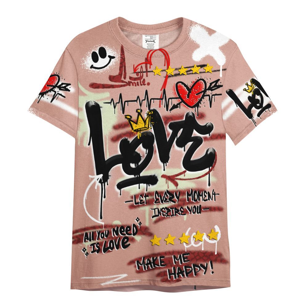 Shirt To Match Valentines Day 3s - Happy Love Beats Graffiti Streetwear All Over Print
