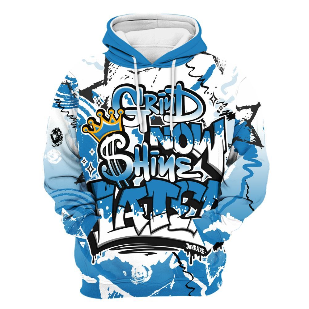 Hoodie To Match Retro University Blue 9s - Grind Shine Later Drip All Over Print