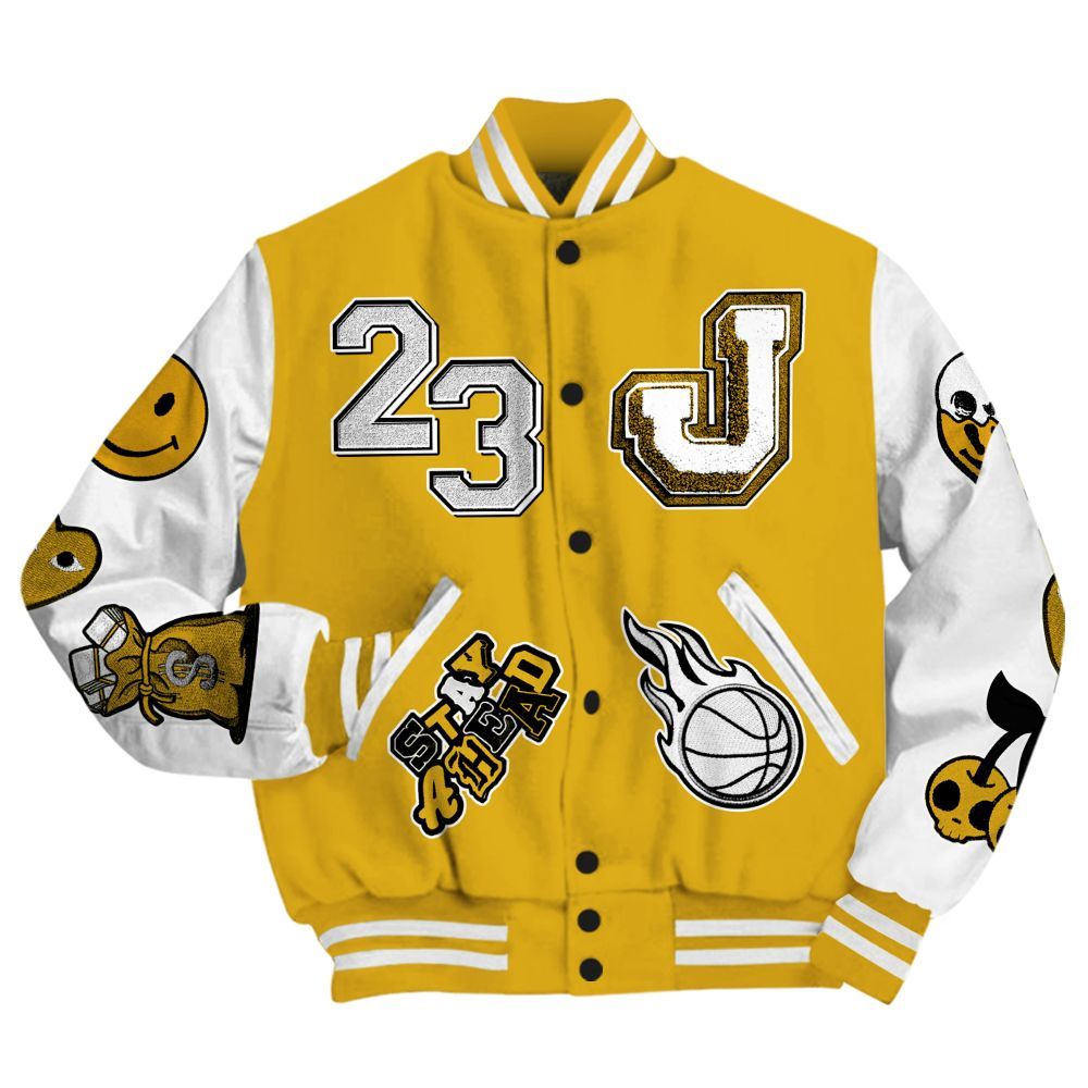 Varsity Jacket To Match Vivid Sulfur 4s - Hustles Money Number 23 All Over Print