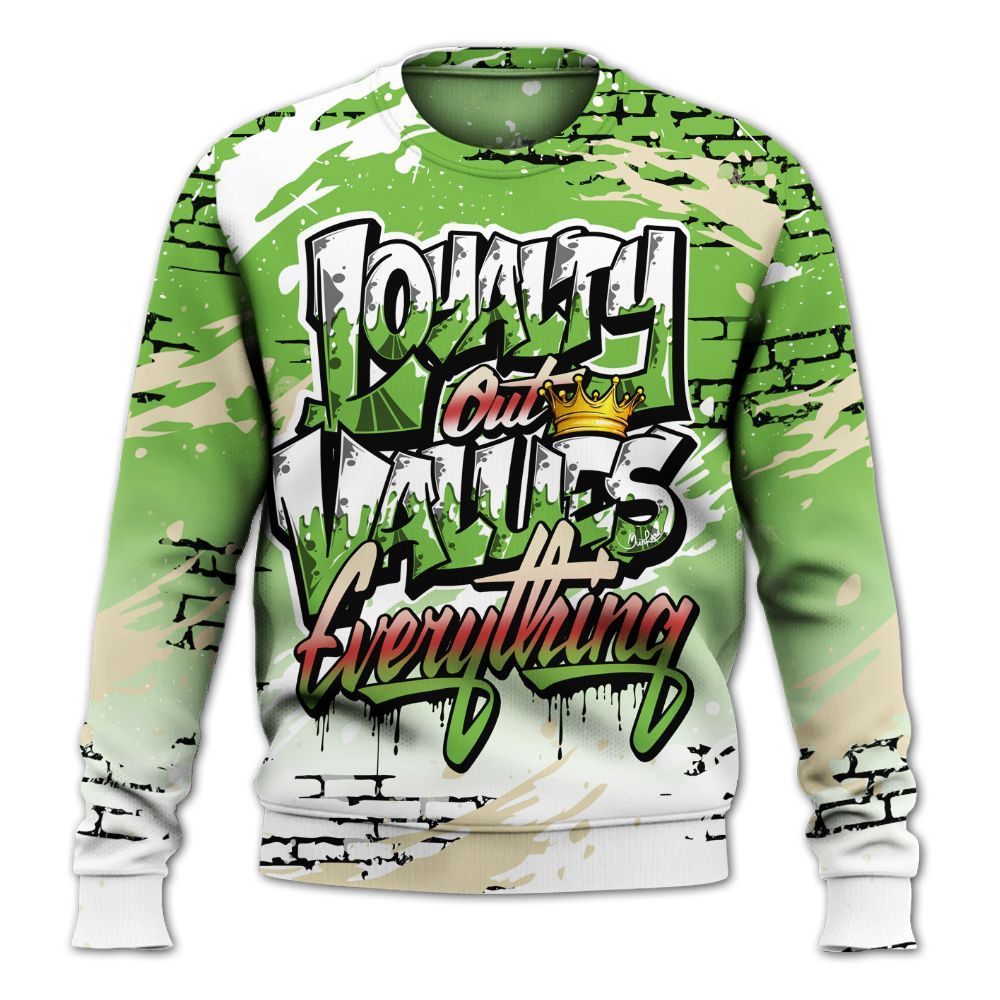 Sweatshirt To Match Air Max Waffle SP Action Green - Values Of Loyalty Drip All Over Print