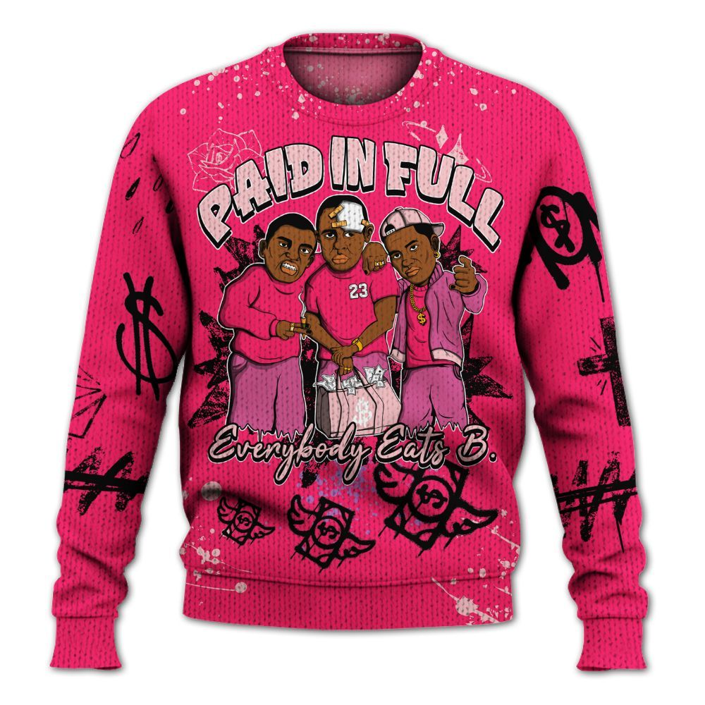 Sweater To Match A'One Hyper Pink - Everybody Paid In Full Crayon Graphic