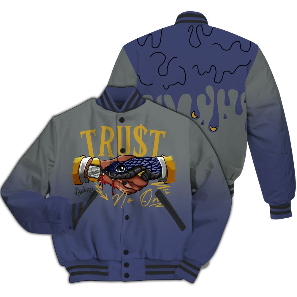 Varsity Jacket To Match Lakeshow 4s - Trust No One Drip All Over Print