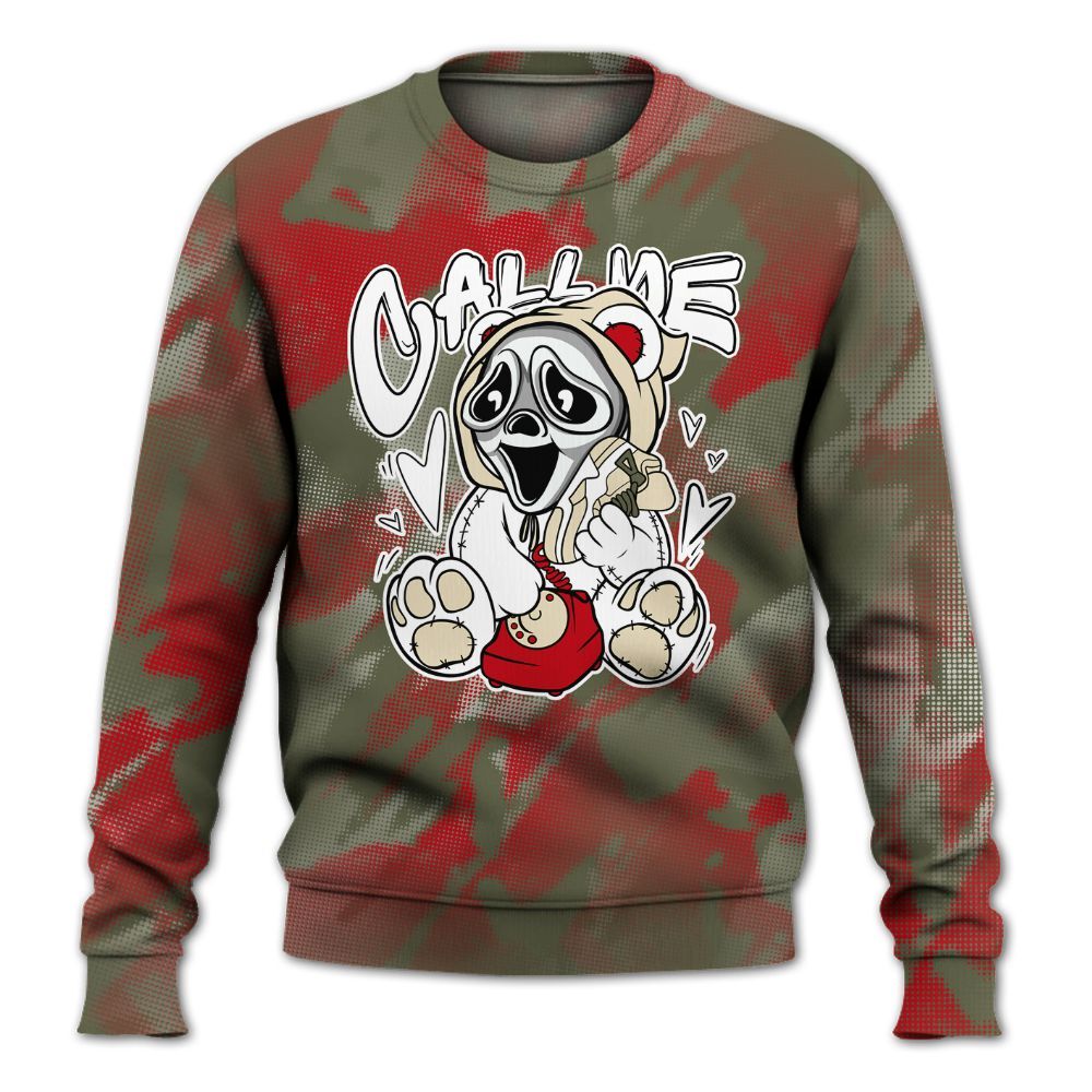 Sweatshirt To Match Travis Scott Low OG Medium Olive 1s - Call Me Bear Abstract Halftone All Over Print