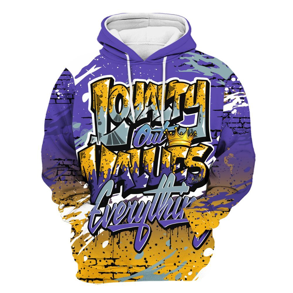Hoodie To Match Imperial Purple 4s - Values Of Loyalty Drip All Over Print