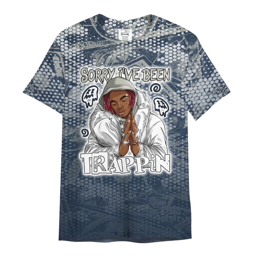 Shirt To Match White Midnight Navy 6s - Trappin' Banknote All Over Print