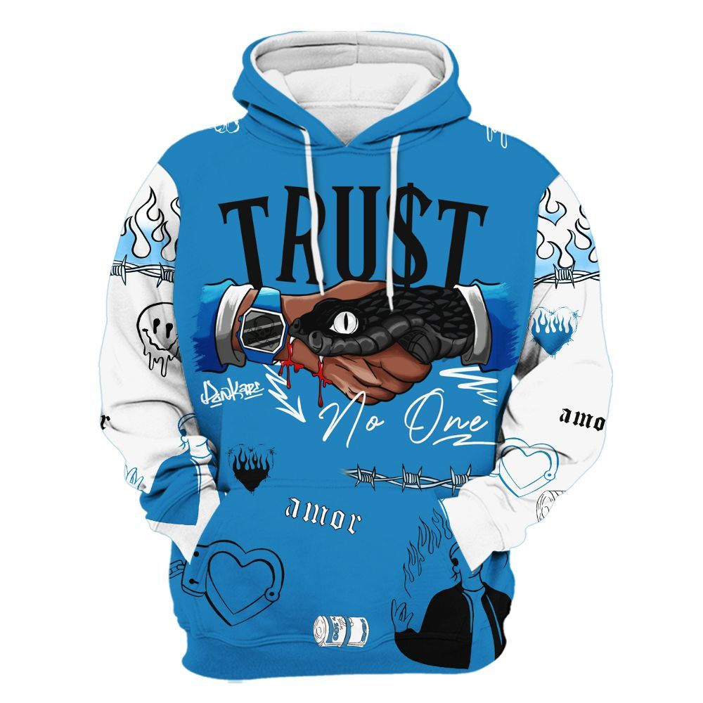 Hoodie To Match Retro University Blue 9s - Snake Trust No One All Over Print