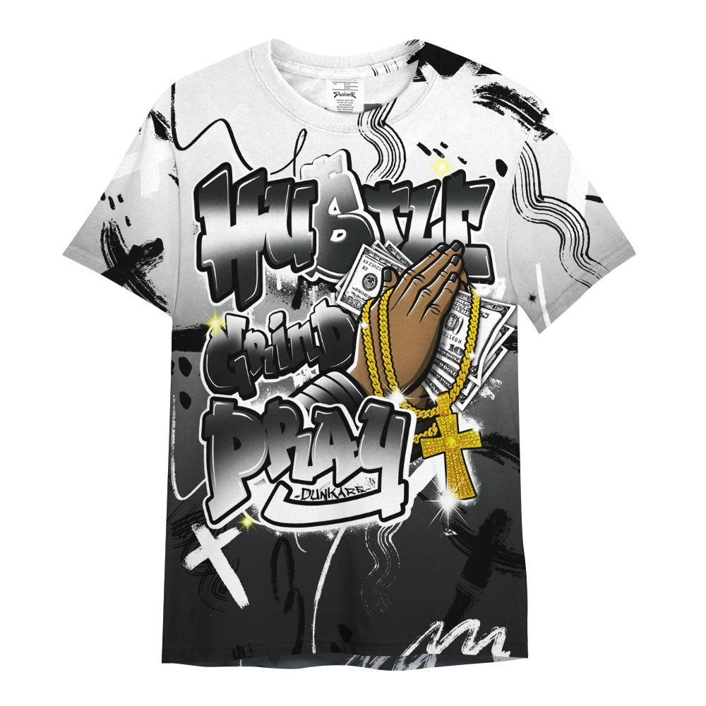 Shirt To Match Low 85 Metallic Black 1s - Money Hustle Grind Pray All Over Print