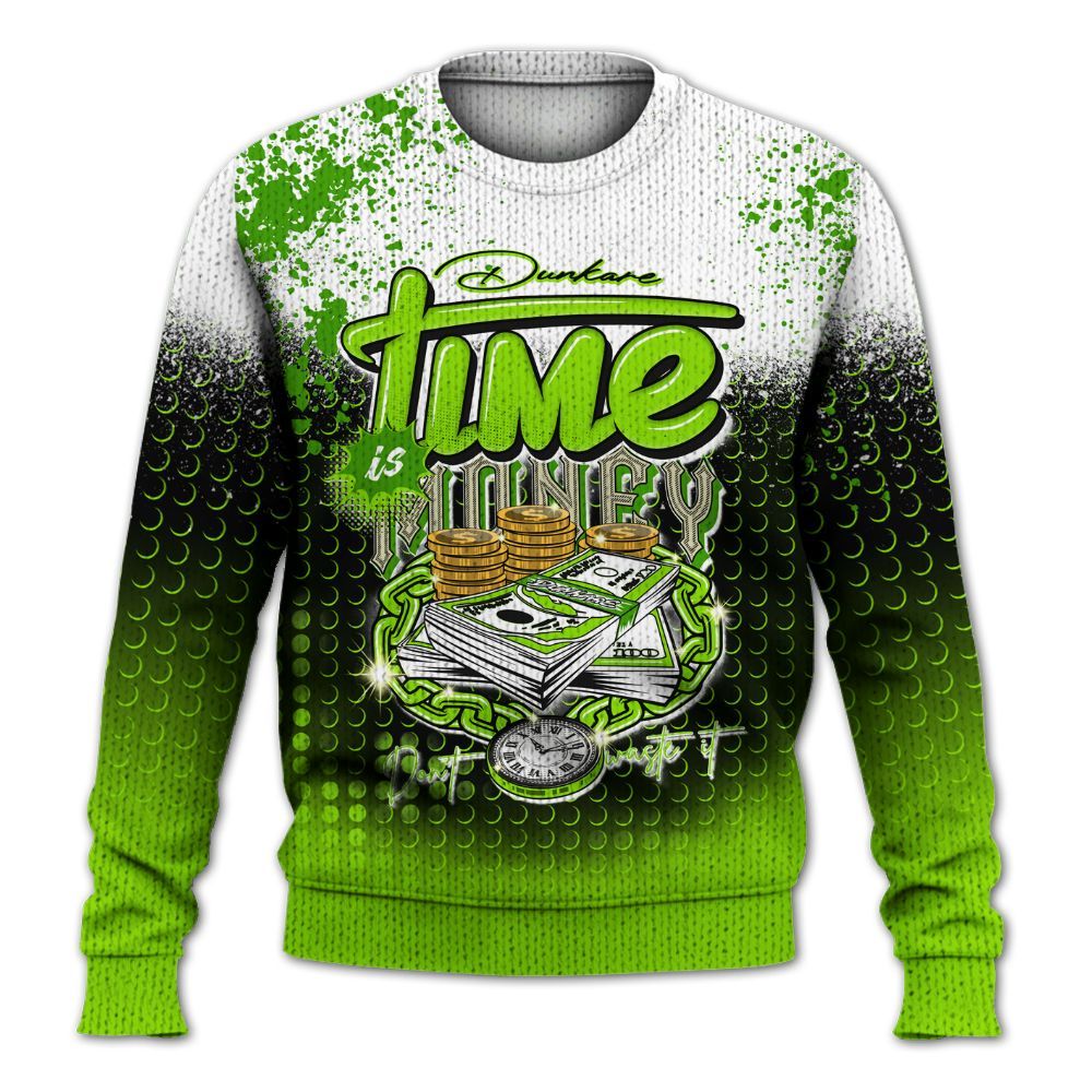 Knitted Sweater To Match Electric Green 6s - Halftone Time Is Money