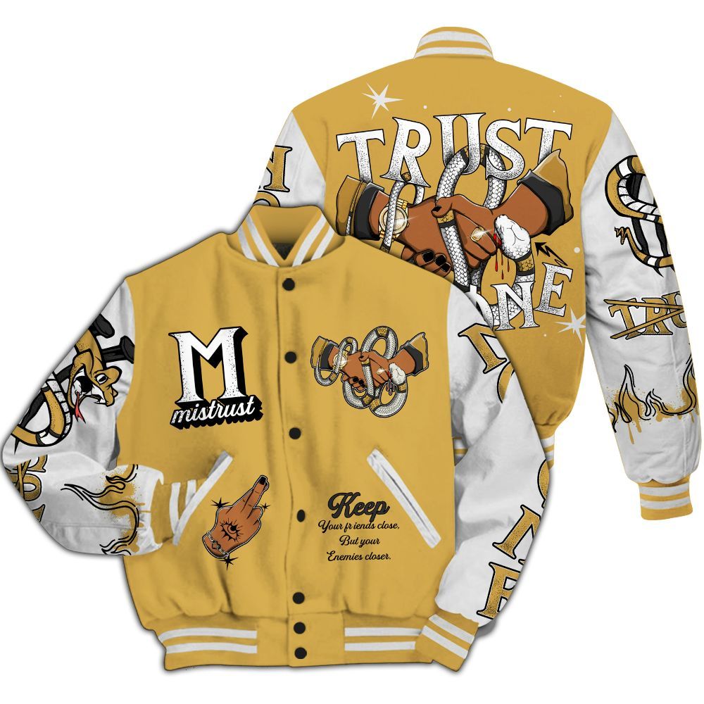 Varsity Jacket To Match Retro Light Ginger 14s - Trust No One Snake-Bite Street Style All Over Print
