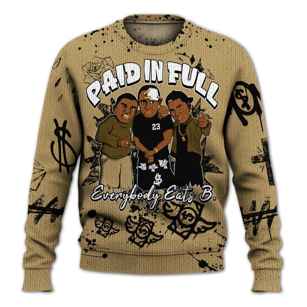 Knitted Sweater To Match High OG Black Metallic Gold 1s - Everybody Paid In Full Crayon