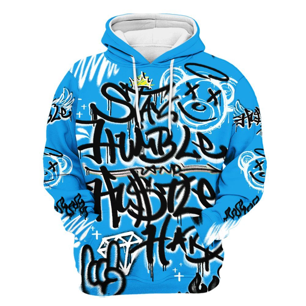 Hoodie To Match Black University Blue 2022 13s - Humble Drip Streetwear Graffity All Over Print
