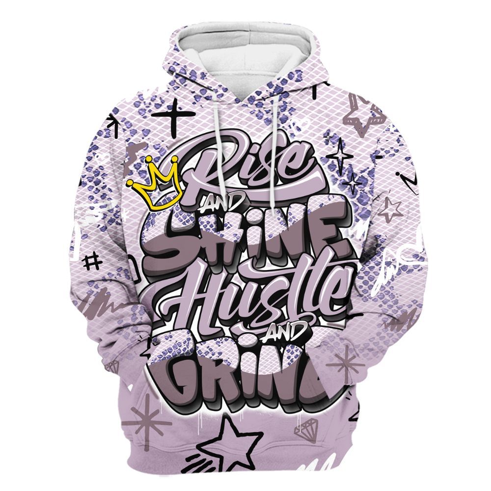 Hoodie To Match Air Force 1 Low Purple Snake - Rise Shine Hustle Grind All Over Print