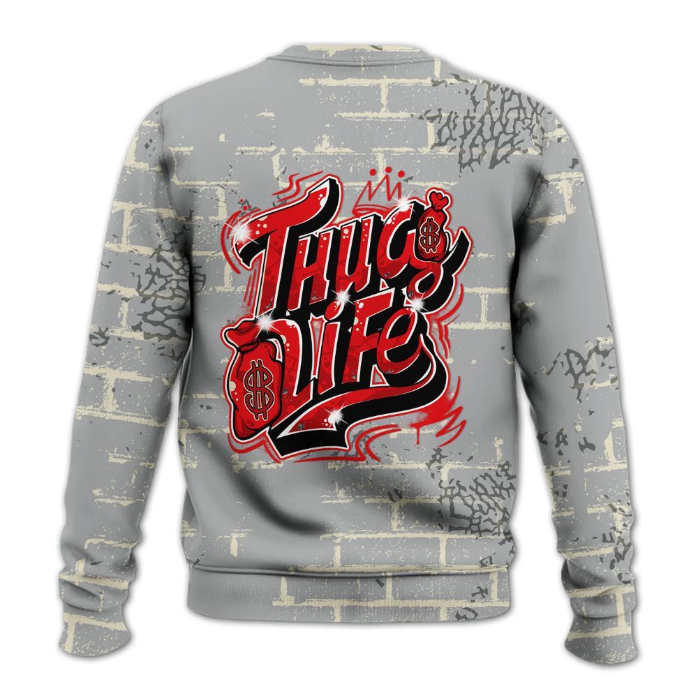 Sweatshirt To Match Cement Grey 3s - Free Thug Living Graphic Brick Art All Over Print
