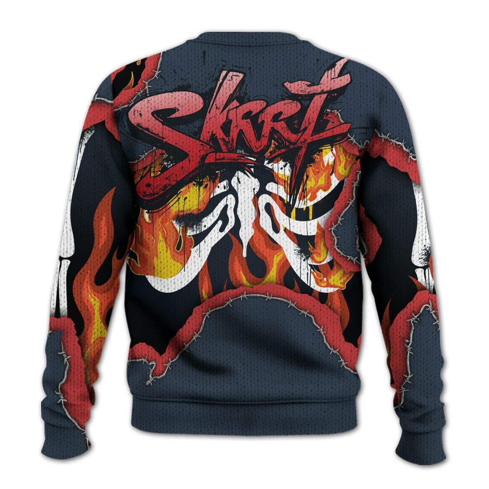 Knitted Sweater To Match Retro Olympic 6s - Skeleton On Fire Skrrt