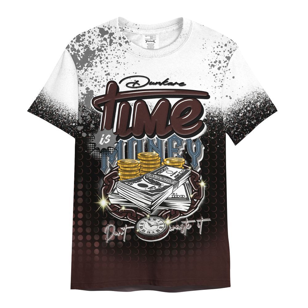 Shirt To Match Burgundy 5s - Halftone Time Is Money All Over Print