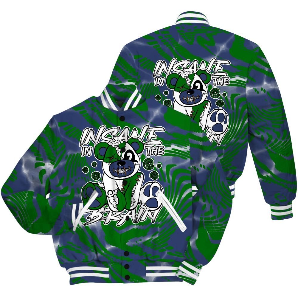 Varsity Jacket To Match Midnight Navy 13s Shirt - Insanes Bear Fume All Over Print