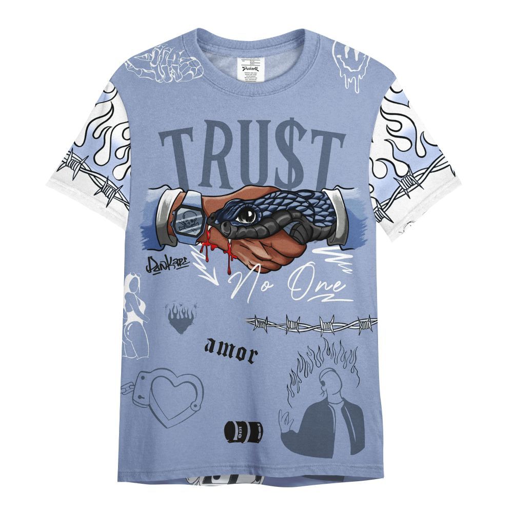 Shirt To Match Retro Blue Grey 13s - Snake Trust No One All Over Print