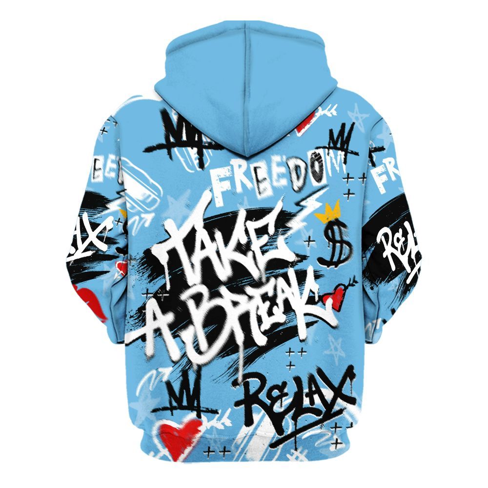 Hoodie To Match Melo 12s - Take Break Freedom Graffiti Streetwear All Over Print