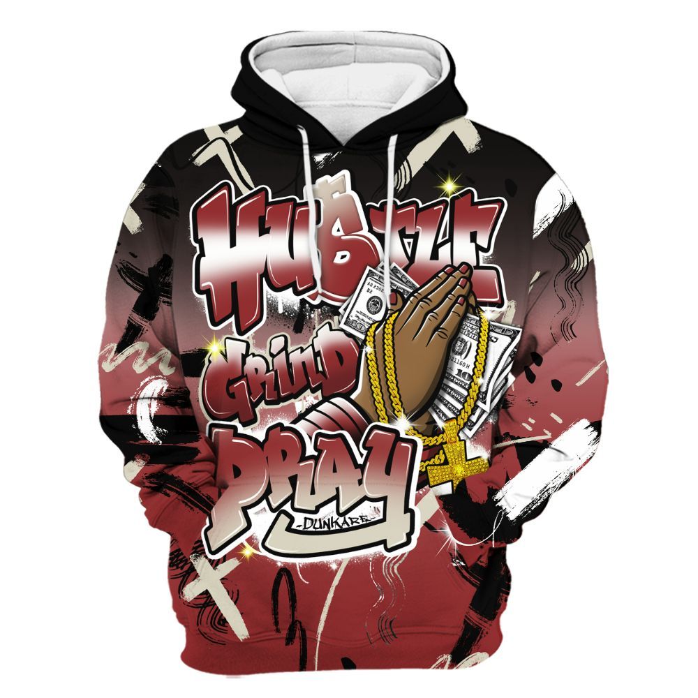 Hoodie To Match High 85 Bred 1s - Money Hustle Grind Pray All Over Print