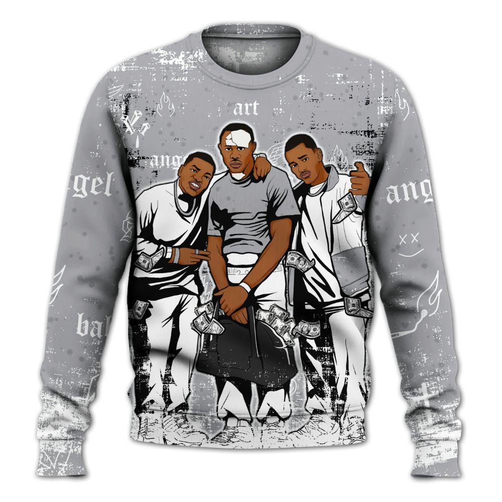 Sweatshirt To Match White Cement 4s - Paid In Full Money All Over Print