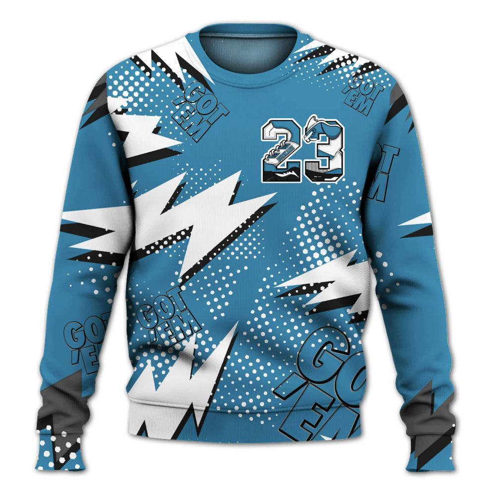 Sweatshirt To Match High OG UNC Reimagined 1s - Custom Name Number 23 5s All Over Print