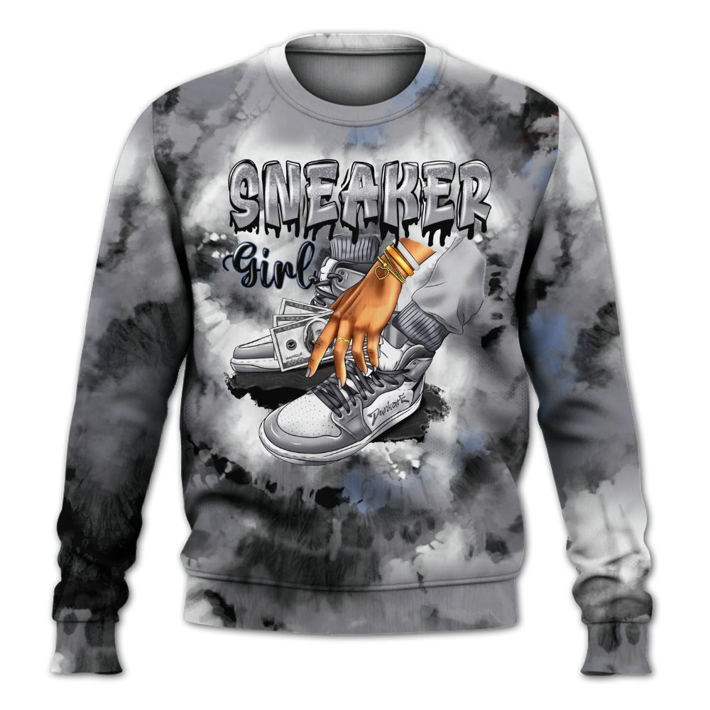 Sweatshirt To Match Cement Grey 11s - SNEAKER Girl Money Drip Tie Dye All Over Print