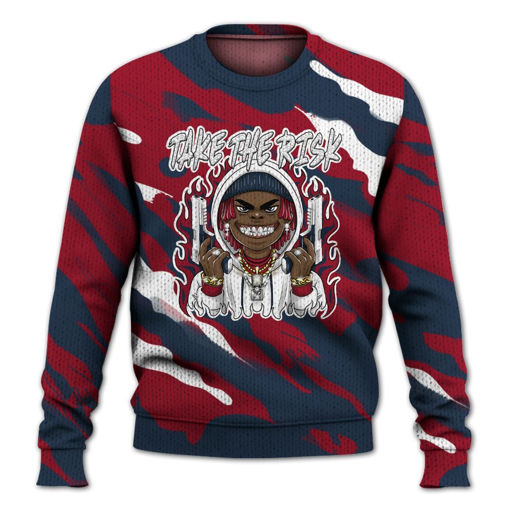 Knitted Sweater To Match White Midnight Navy 6s - Take The Risk Colored