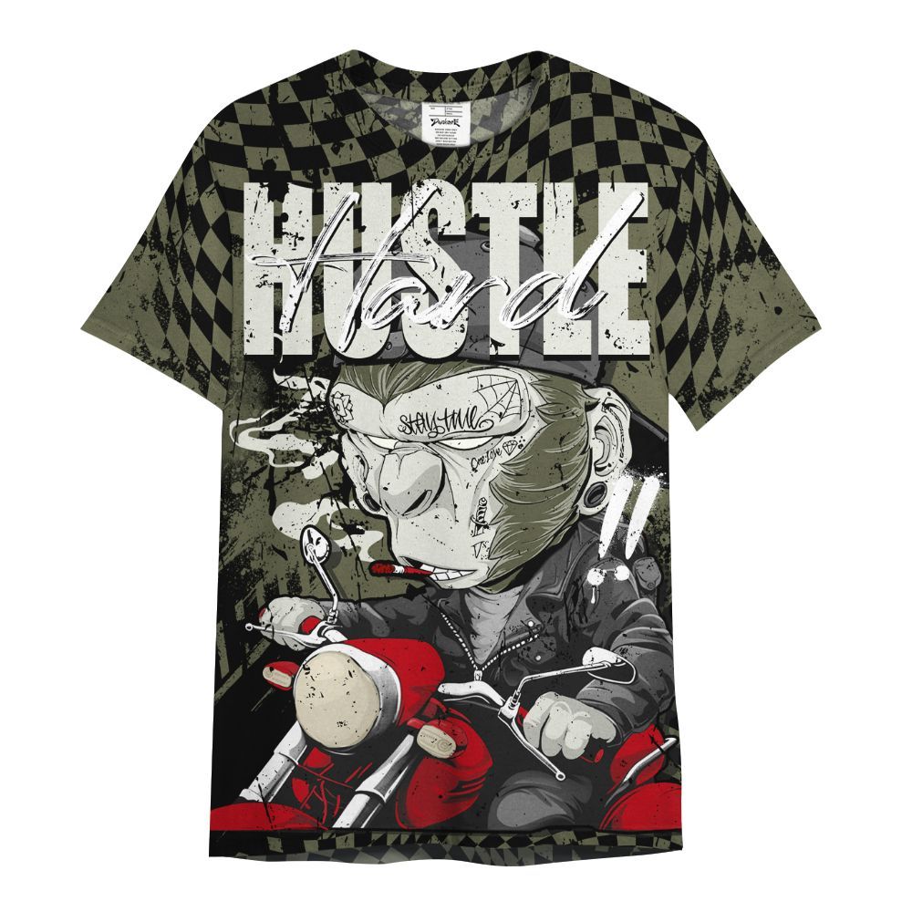 Shirt To Match Travis Scott Low OG Medium Olive 1s - Hustle Hard Monkey All Over Print