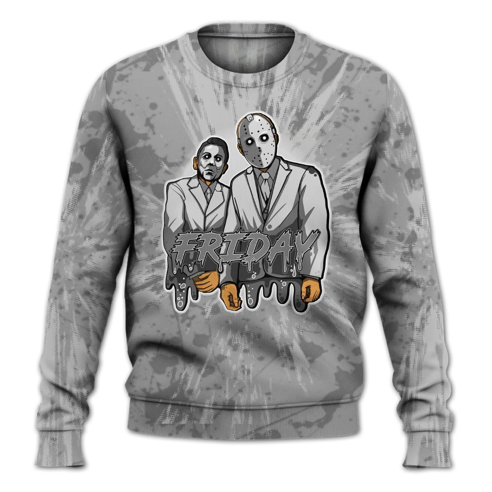 Sweatshirt To Match Black Wolf Grey 12s - Friday Halloween Graphic Luxury All Over Print