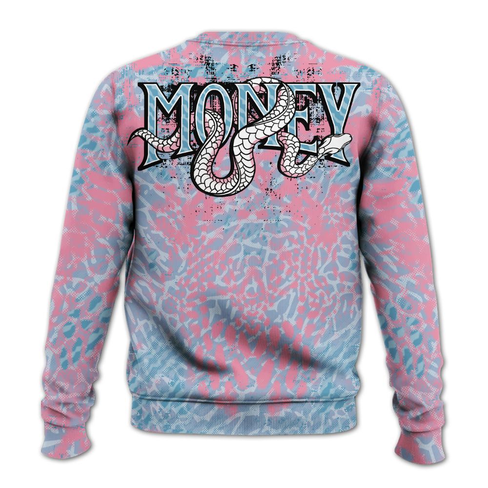 Sweatshirt To Match Denim Pink Glow 3s - Snake Move In Silence All Over Print