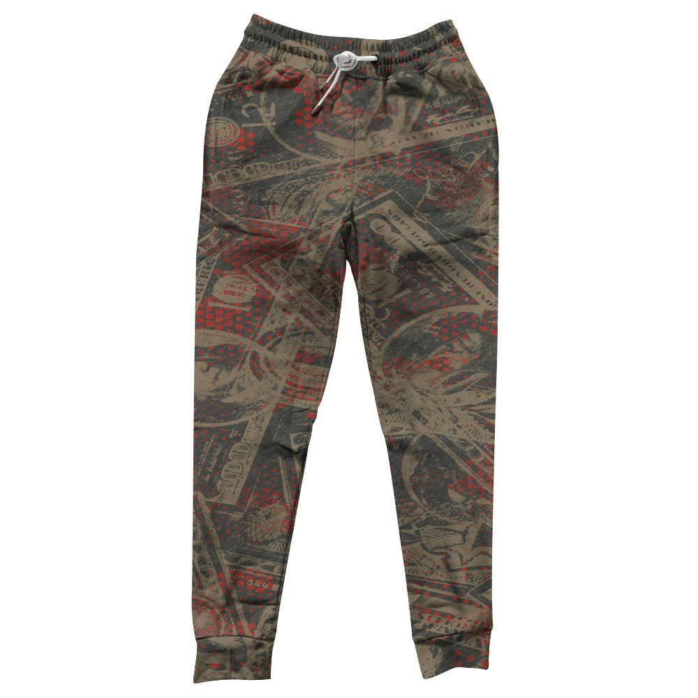 Sweatpant To Match Olive 9s - Banknotes Art Graphic All Over Print