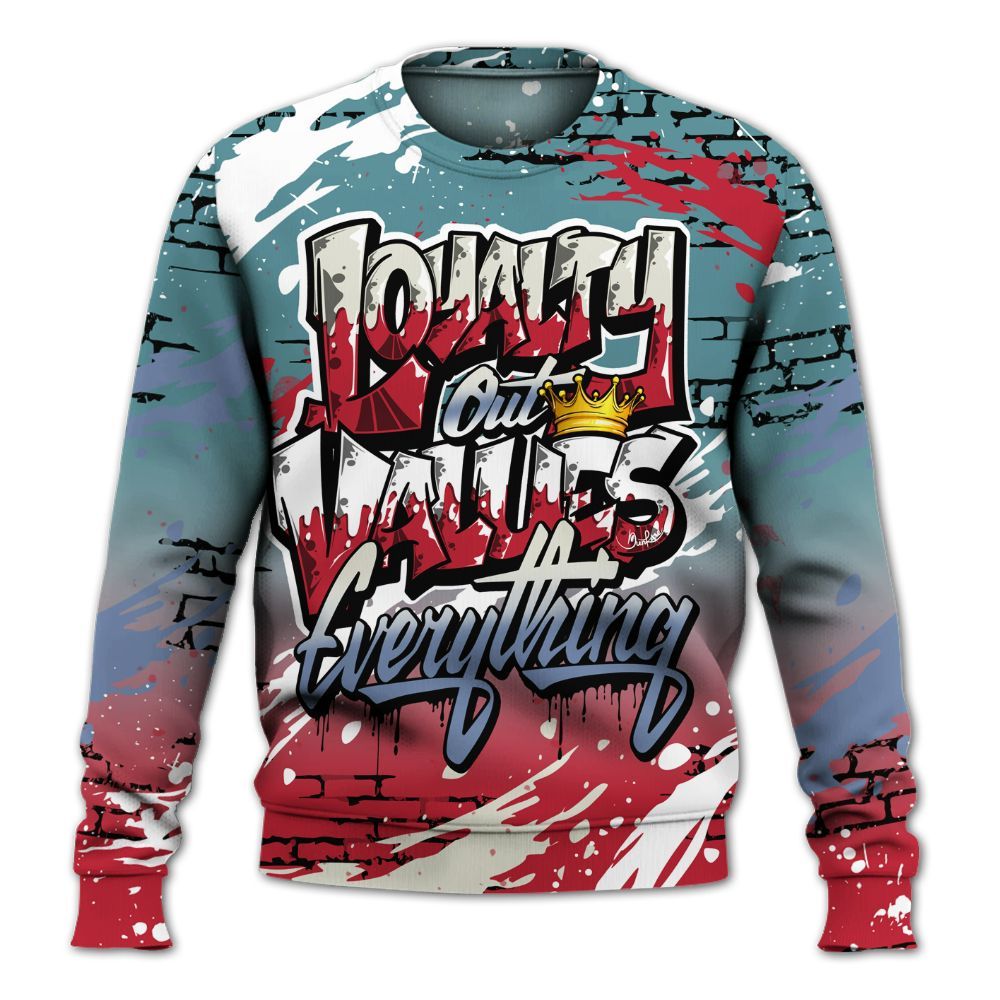 Sweatshirt To Match Dunk Low Denim Turquoise Royal - Values Of Loyalty Drip All Over Print