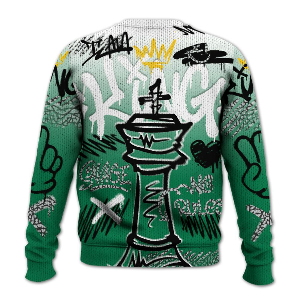 Knitted Sweater To Match Pine Green 3s - Street King Chess Streetwear
