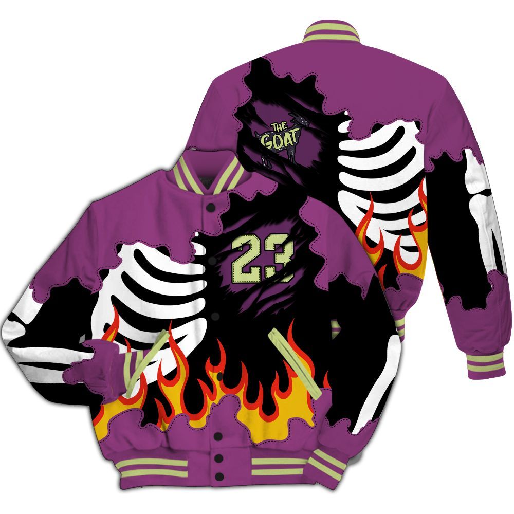 Varsity Jacket To Match Ja 2 Staregazer - Burning Skeleton 23 G.O.A.T All Over Print