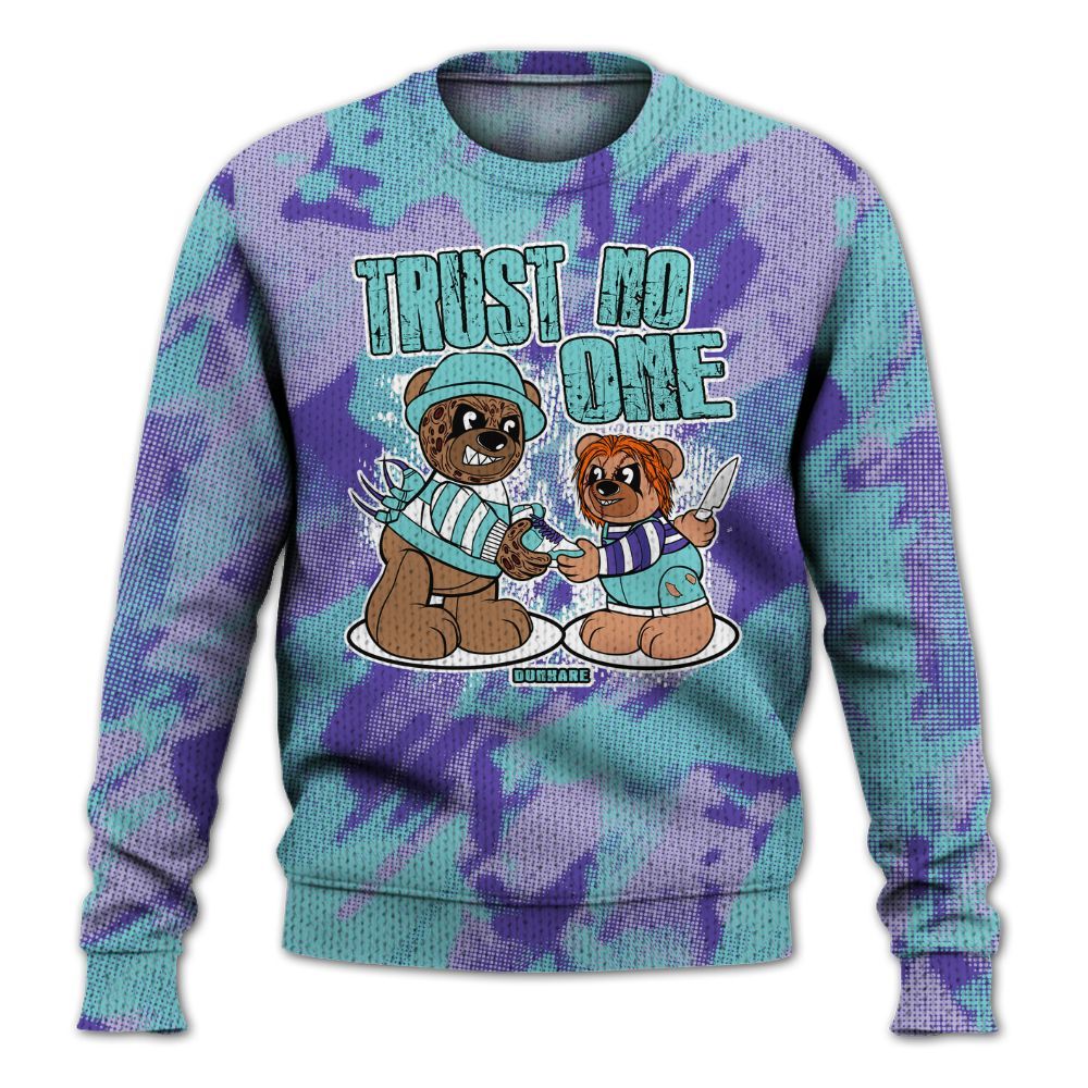 Knitted Sweater To Match Low Hornets 1s - Trust No One Bear Abstract Halftone