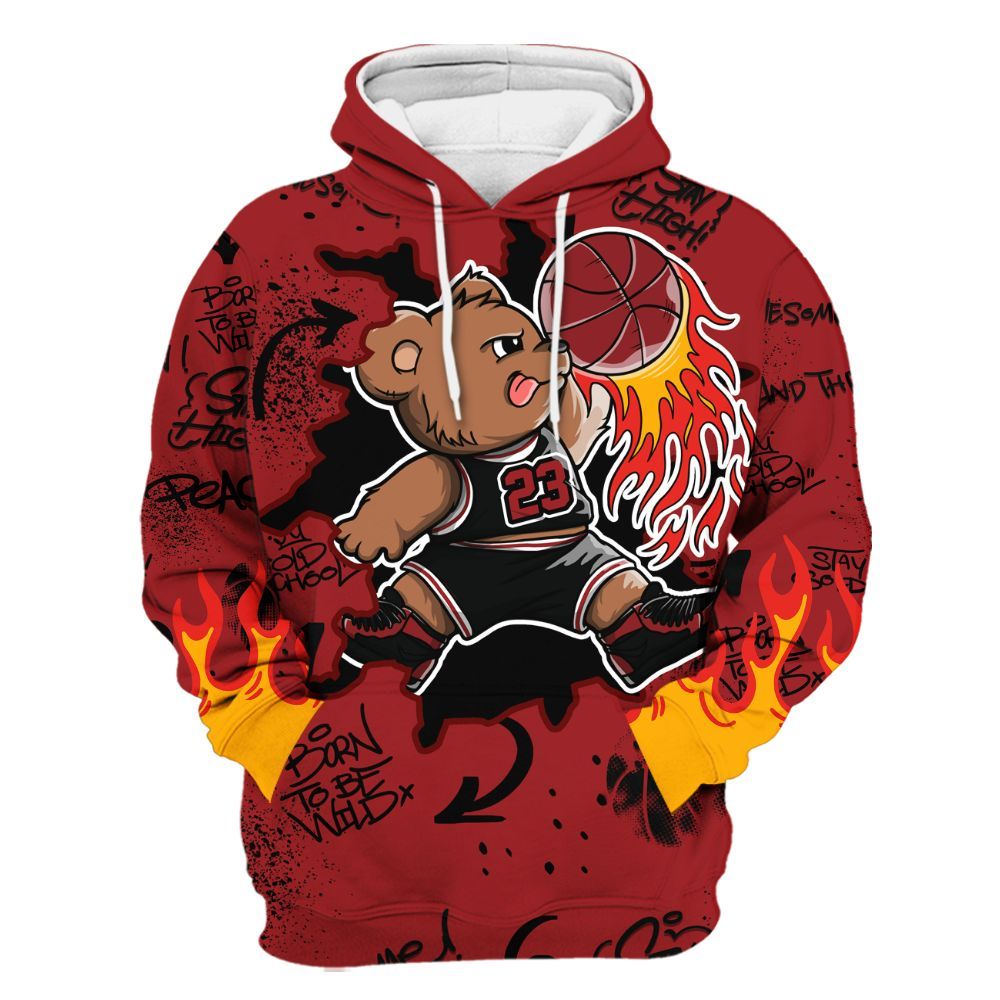 Hoodie To Match Alternate Flu Game 12s Shirt - Number 23 Basketball Bear Custom Name All Over Print