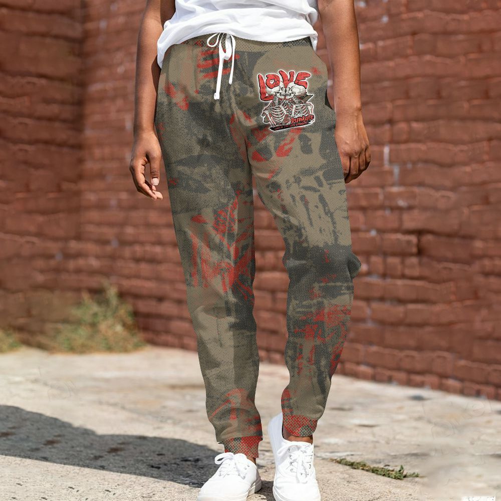 Sweatpant To Match Olive 9s - Skull Love All Over Print