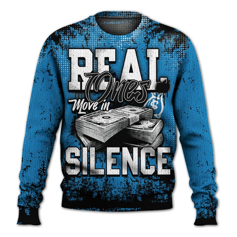 Knitted Sweater To Match Retro University Blue 9s - Move In Silence Money Street Retro