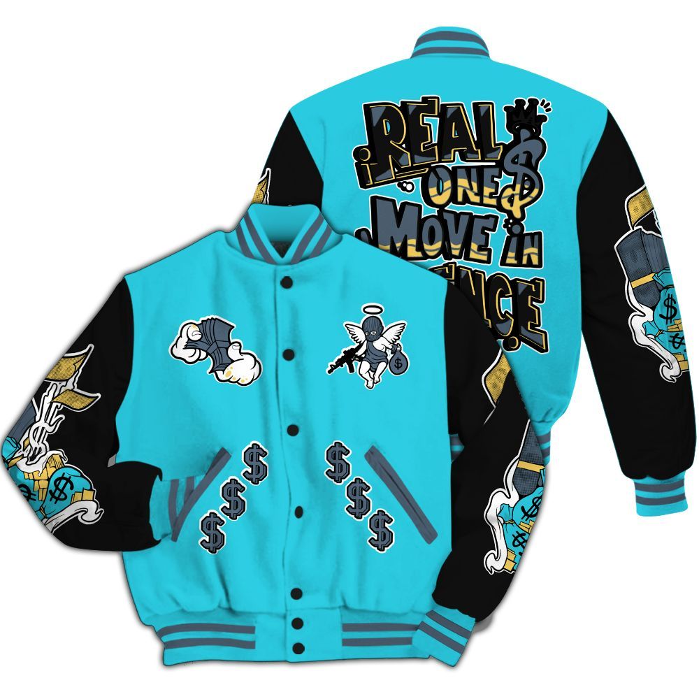 Varsity Jacket To Match Retro Gamma Blue 11s - Ones Move In Silence Graphic All Over Print