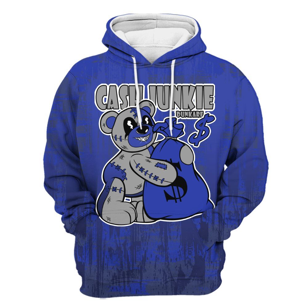 Hoodie To Match Air Max Plus Black Racer Blue - Cashs Junkie Bear Glitch Art All Over Print