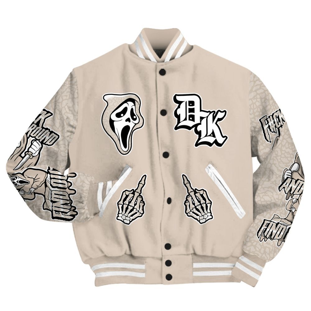 Varsity Jacket To Match Desert Sand 3s - F#CK And Find Out Graphic All Over Print