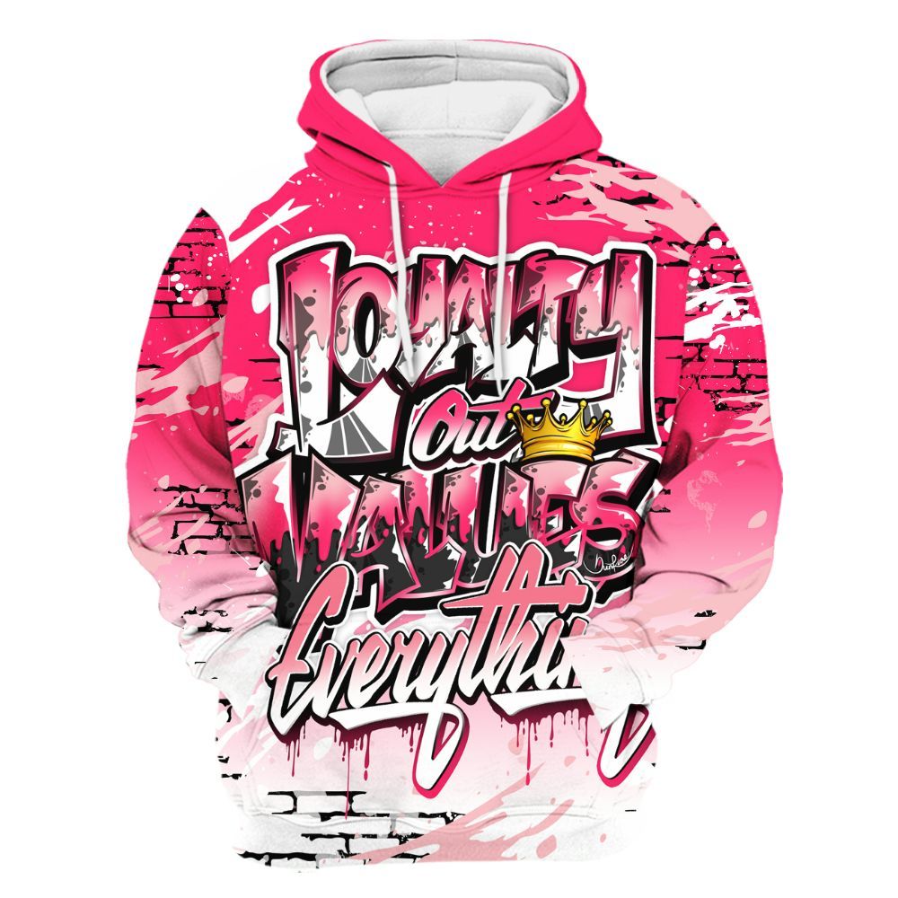 Hoodie To Match A'One Hyper Pink Shirt, Values Of Loyalty Drip All Over Print