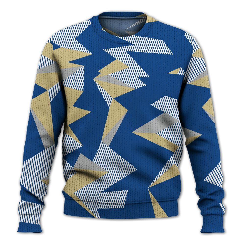 Knitted Sweater To Match Air Ship Royal Blue - Geometric Camouflage Pattern