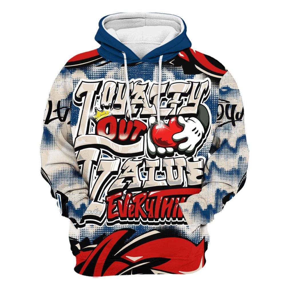 Hoodie To Match Retro Rare Air 11s - Loyalty Out Value Graffiti All Over Print