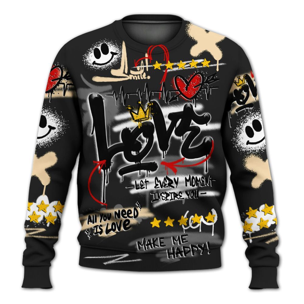 Sweatshirt To Match Kobe 9 EM Mambacita - Happy Love Beats Graffiti Streetwear All Over Print
