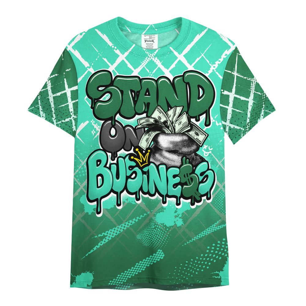 Dunkare Black Green Glow 3s Shirt, Halftone Stand Business Dripping All Over Print Unisex Shirt